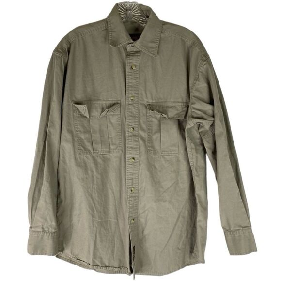 Timberland Shirt Men’s Tan S Khaki Vintage Button Down Workwear Pockets Cotton - Picture 1 of 10